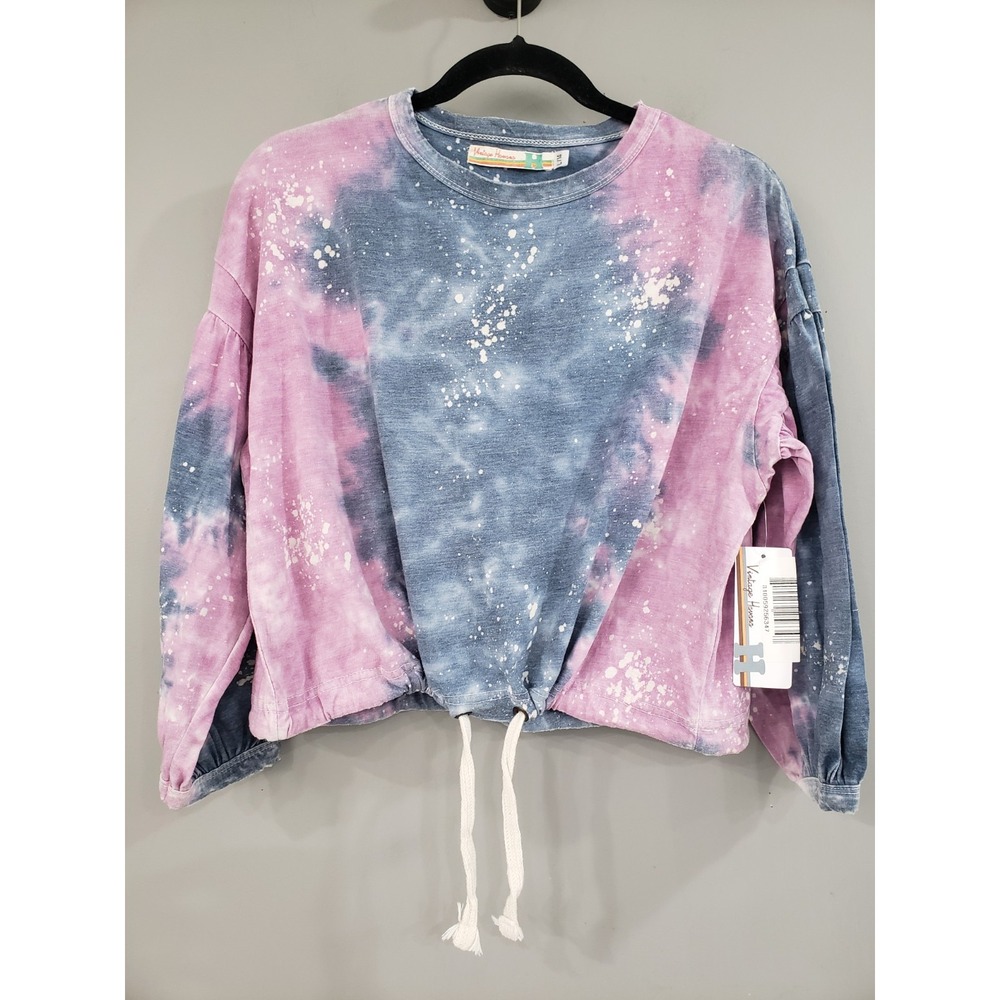 NEW Vintage Havana Youth Girl Large 14 Cropped Galaxy Tie Dye Long Sleeve Shirt